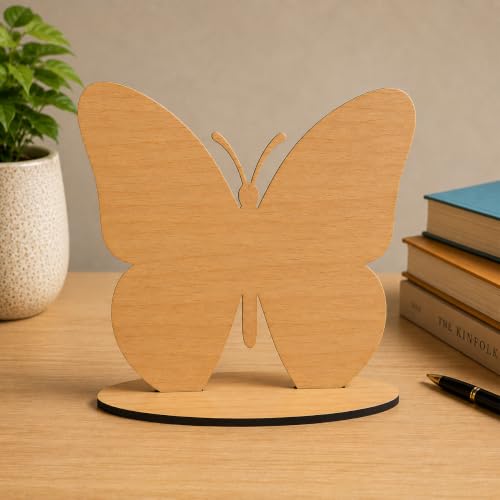 Image of Wooden Butterfly Table Top for Teacher | Happy Teacher's Day Engraved Desk Decor | Premium Wooden Appreciation Gift