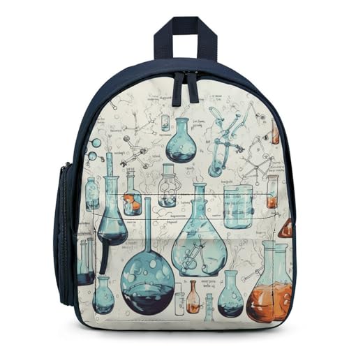 Chemistry Print Backpack Small Book Bag with Side Pocket, Lightweight Durable Backpack, Travel Rucksack, Blue-style