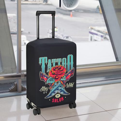 Image of Explore Land Travel Luggage Cover Air Approve Suitcase Protector Fits 18-32 Inches Case, Blade Rose, M, Blade Rose
