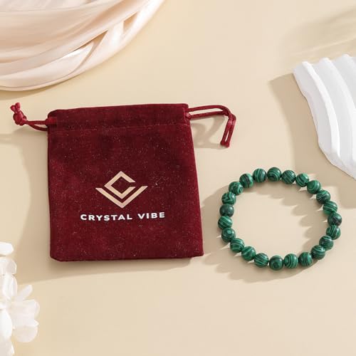 Crystal Vibe Malachite Bracelet for Protection & Growth – Natural Healing Stone 8mm Beaded Bracelet for Women Men – Adjustable Size4
