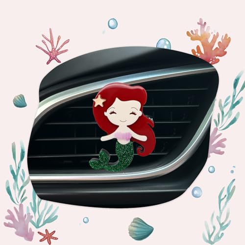Image of ORIESSE Mermaid Car Accessories,Beach Themed Air Vent Clip Car Freshener,Coastal Dashboard Decor,Refillable Aroma Diffuser for Women Teens