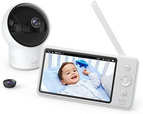 Eufy Baby Monitor Wireless Security SpaceView Video Baby Monitor, LCD Display, 720p HD Resolution, Wide-Angle Lens Included, 460 Ft Range, Night Vision, 2-Way Audio, Day-Long Battery Life, White