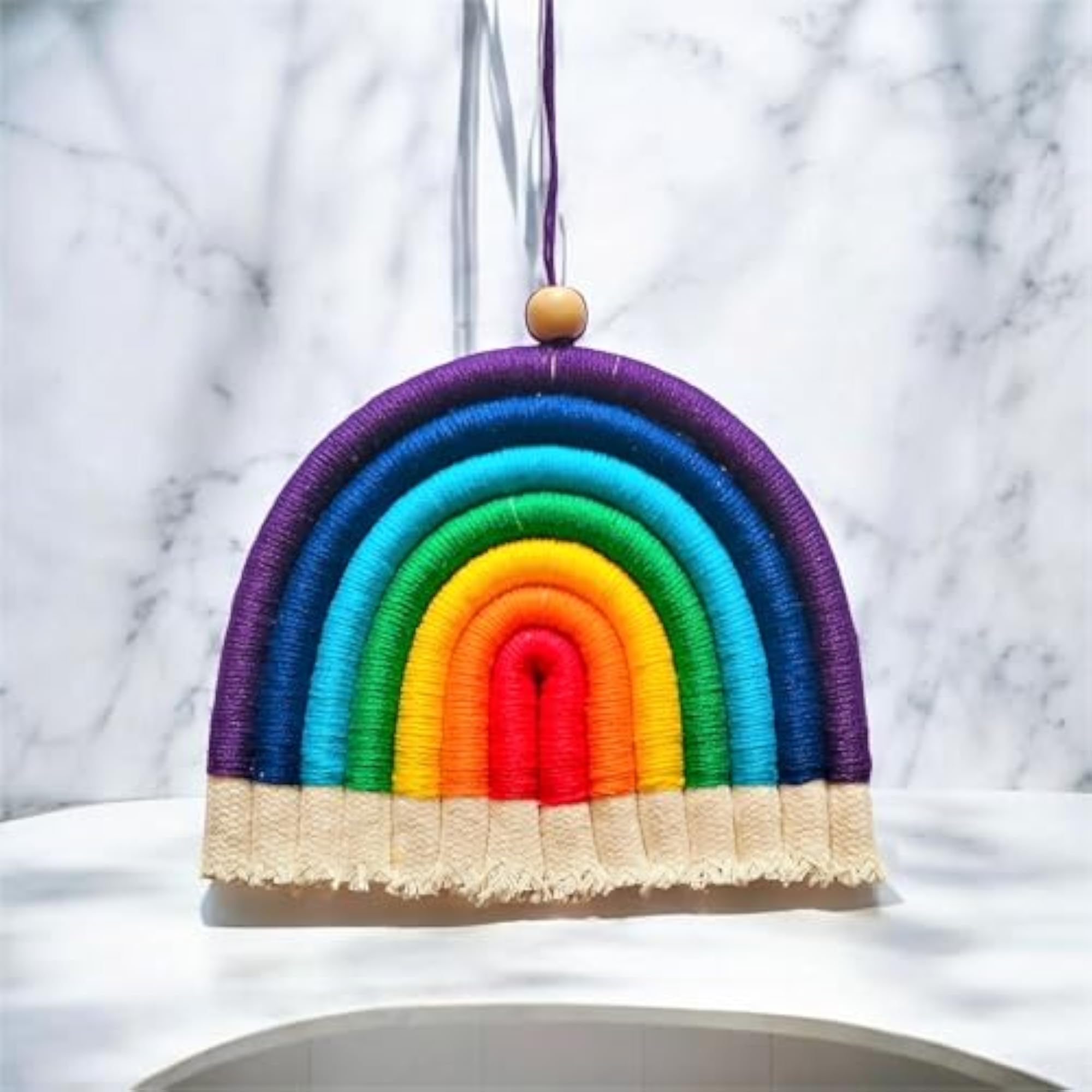 Handmade Rainbow Wall Hanging and Car Hanging, Macrame Dream Catcher
