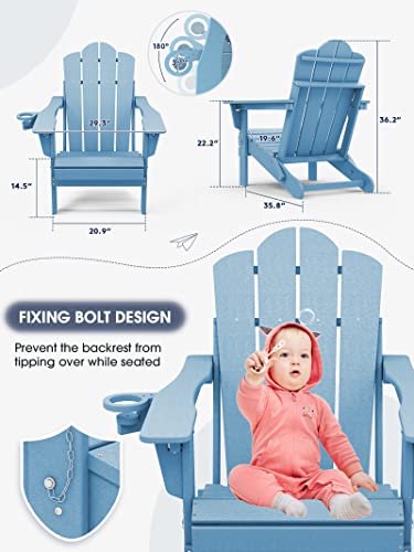 Kingyes Folding Ajustable Backrest Adirondack Chair, Light Blue #TOP4