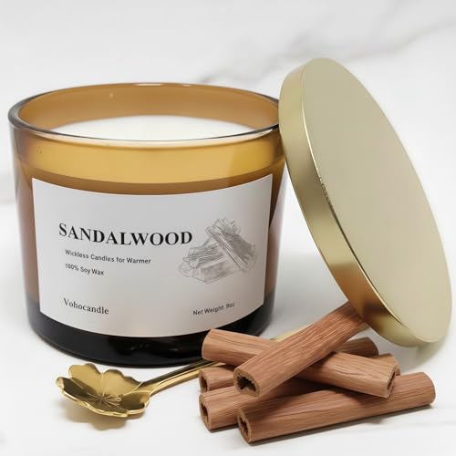 VOHO Sandalwood Wickless Candles for Candle Warmer Lamp, 9oz Soy