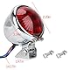 LED Rücklicht Motorrad Bremslicht Rotlicht 12V Universal Bremsleuchten, Glänzend Silber mit Rot Gläser, Rundes Retro-Motorrad-Bremslicht