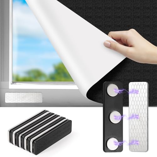 12 Pairs Magnetic Curtain Closure, Blackout Blind Accessory for Window Blinds Curtain Closure with Adhesive Curtain Magnets Clips for Blackout Curtains