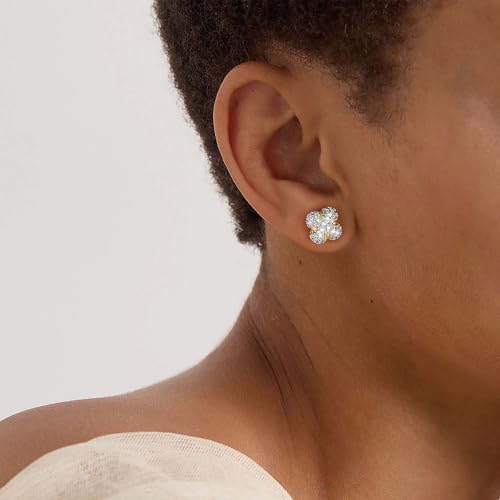 Gold Stud Earrings for Women 14K Gold Plated S925 Sterling Silver Post Hypollergenic Cubic Zirconia Oval Earrings Gold Jewelry2