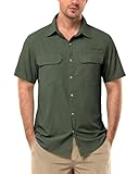 33,000ft Hemd Herren Kurzarm UPF50+ UV Schutz Outdoorhemd Schnelltrocknend Freizeithemd Funktionshemd Wanderhemd für Angeln Safari Reisen Golf Dunkelgrün XL