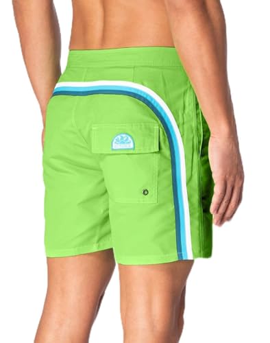 SUNDEK Bañador de cintura fija para hombre, 40,6 cm, longitud 19 cm, entrepierna, 24813 - Verde Fluo 13, 34