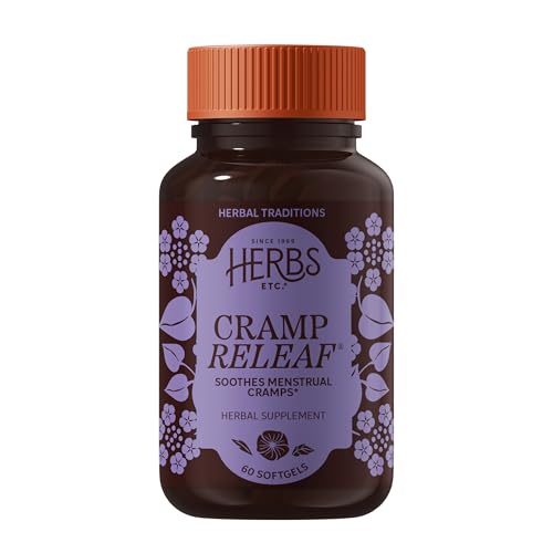 Herbs Etc. Cramp ReLeaf (Menstrual) - Abdominal Muscle Support - Herbal Supplement to Aid Menstrual Health - Period Cramp Support with Black Haw, Cramp Bark and Bethroot - 60 Softgels (60 Servings)