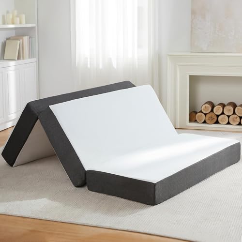 HUEIFY Folding Mattress, 6-Inch Tri-Fold Memory Foam Mattress...
