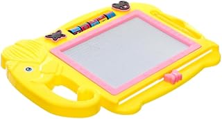 لوحة رسم وكتابة مغناطيسية كبيرة قابلة للمسح، سبورة بتصميم فيل لطيف، مجهزة لإجراء عمليات تعليمية إبداعية تهدف إلى تعليم الأطفال جميع المهارات الرياضية- أصفر