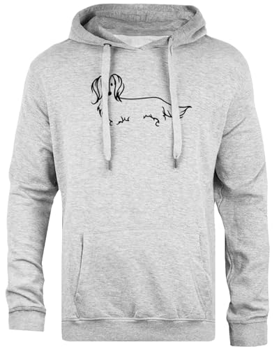 Tambootee Perro Salchicha De Pelo Largo Sudadera con Capucha Unisex Gris Jersey De Corte Sencillo