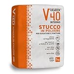RASABEN - Stucco in Polvere V40 Extra Fine a Base di Gesso per Rasature e Finiture, Ottima Carteggiabilità, Non Ritira o Crepa, per Muri Interni e Cartongesso, Made in Italy, Sacco da 1kg