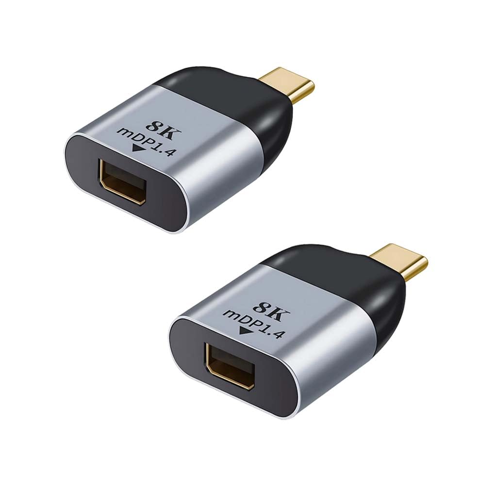 USB C to Mini DisplayPort Adapter Connector, UHD Type C Male to MDP 1.4 Female, 8K@60Hz, Compatible Mobile, Tablet, Laptop, Mac, Surface, Projector, Monitor, TV, Camera, Portable Design