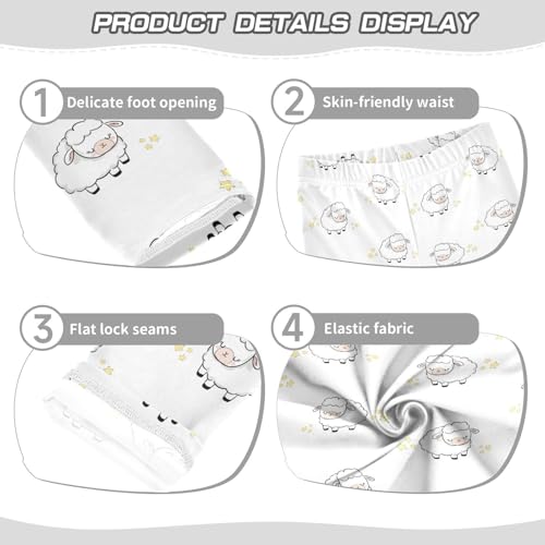 Sheep and Stars Girls Leggings,Workout Leggings for Girls Toddler Athletic Legging Size for 3-10T3