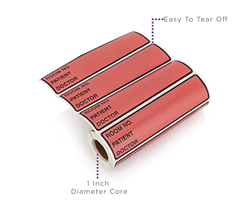 Image of Carstens Patient I.D. Adhesive Medical Chart Labels for 1.5 inch - 4 inch Ring Binder Spines - Pre-Printed Sticker Labels (Room No. / Patient /Doctor), 5 3 /8 inch x 1 3 /8 inch, Rose, Roll of 200