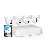 Tenda 4MP PoE Security Camera System, 4K NVR Security Camera System for Home with 4 Wired Turret PoE IP Cameras 1TB HDD, H.265, Night Vision, Audio Pickup, Human Detection, APP Access (K4P-4CR-1T)