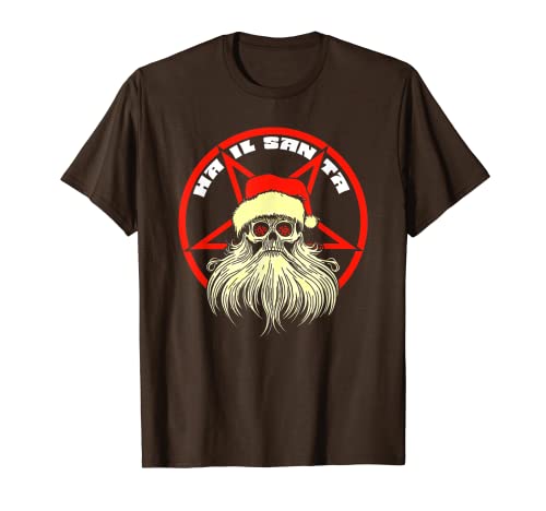 Sigil of Baphomet Skeleton Skull Hail Santa Claus Christmas T-Shirt