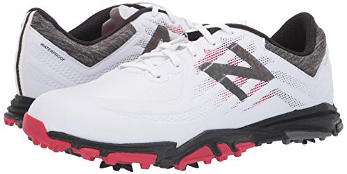 New Balance Men's Minimus Tour Waterproof Spiked Comfort Golf Shoe, White/Red/Black, 8 D D Us #TOP6