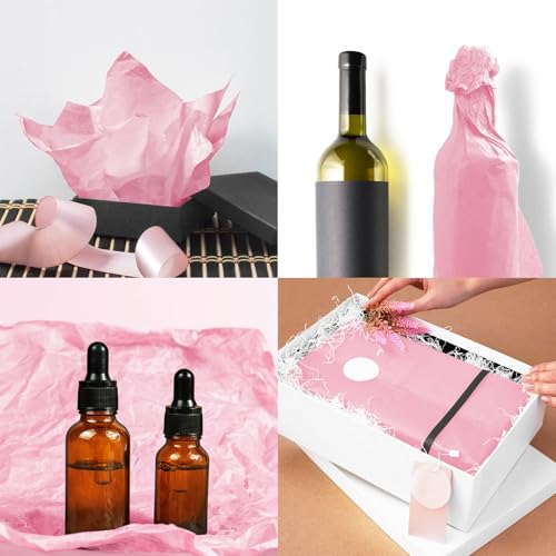 Image of 120 Sheets 20 inchX14 inch Pink Tissue Paper for Gift Bags Wrapping, Art Tissue Paper Bulk for Weddings Birthday Party Crafts Decoration