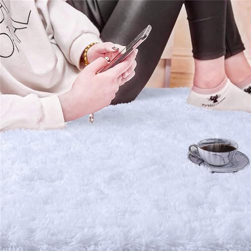 Tapis de chambre doux et moderne en peluche blanche dense - 3