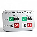 YAUYIK Dog Feeding Reminder, Magnetic Reminder Sticker, AM/PM Daily Indication Chart Feed/Walk Your Pets, Fridge Magnets and Double Sided Tape, Helps You to Track Pet Feeding & Walking (Silver)