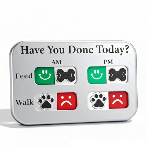 YAUYIK Dog Feeding Reminder, Magnetic Reminder Sticker, AM/PM Daily Indication Chart Feed/Walk Your Pets, Fridge Magnets and Double Sided Tape, Helps You to Track Pet Feeding & Walking (Silver)