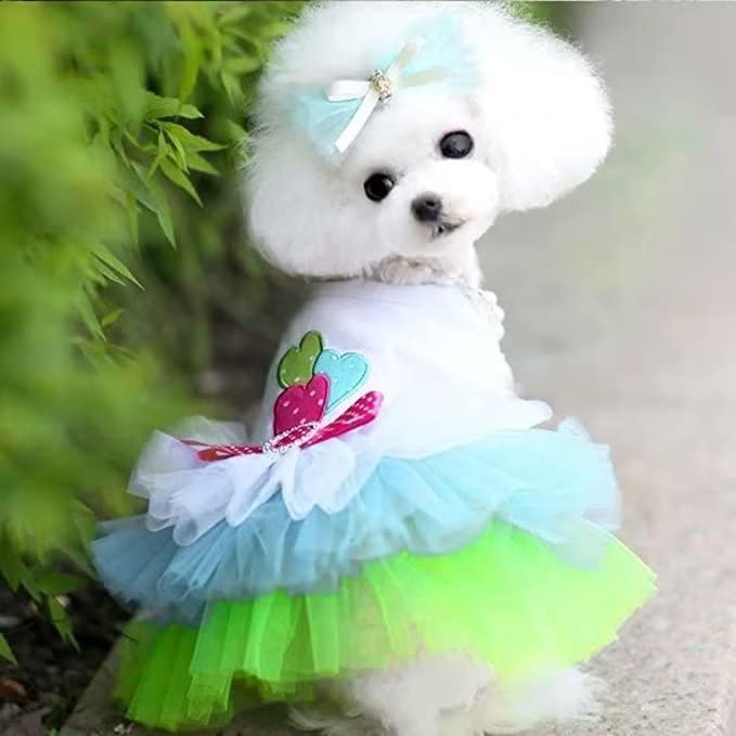 Vestido de disfraz para perro pequeño y mediano azul y rosa miniatura 3