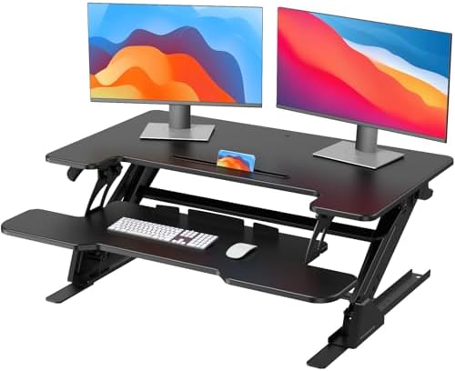 HUANUO 36" Z Shaped Stable Standing Desk Converter, Height Adjust...