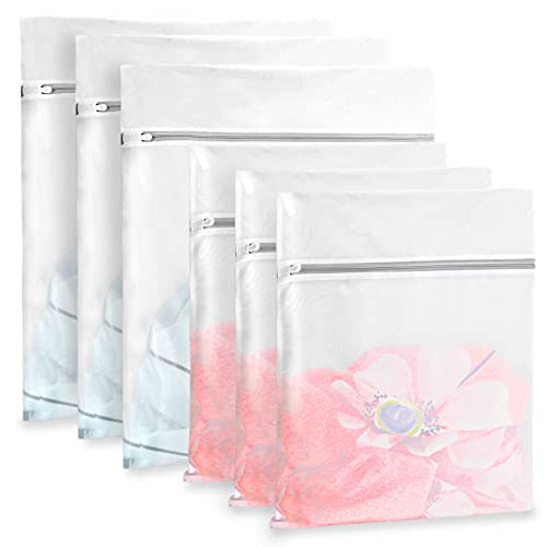 Mesh Laundry Bags for Delicates 6 pcs(3L & 3M ) Wash Bags Travel Laundry Bag for Lingerie, Stockings, Blouse, Hosiery, Underwear, Bra, Bath Towel, Socks