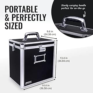 Vaultz Vz00490 verrouillage disque vinyle étui de rangement avec 2 verrous à combinaison, peut contenir jusqu'à 50 Records, 36,6 x 34 x 24,4 cm, Noir et argent – Image 3