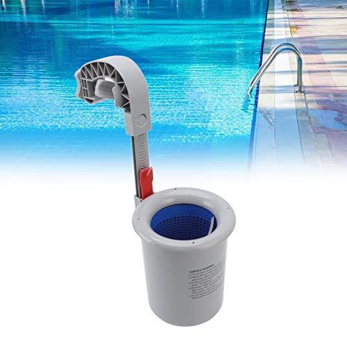Skimmer di Superficie per Piscina, Pulitore Automatico a Parete in Plastica Grigia, Raccolta Detriti per Filtro Piscina con Contenitore Skimmer Dimensioni 24x15,8cm