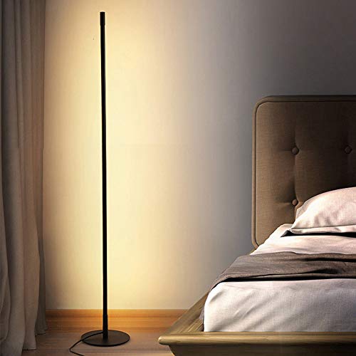 UFLIZOGH Lámpara de pie LED Salon Regulable con Control Remoto 150CM Moderno 3 Temperaturas de Color 16W Luz cuidado Luz de Pie para Dormitorio (Negro, 3 colores)