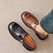 Women's Leather Mary Jane Oxfords Shoes Round Toe Flats Chunky Low Heels T-Strap Soft Leather Retro Loafer Shoes with Buckle (Brown,10)