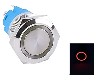 RDR STORE 16mm size Water Proof Metal Push Button Switch (16 mm momentary, RED)