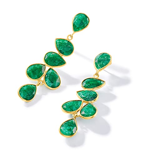 Ross-Simons 22.68 ct. t.w. Emerald Drop Earrings in 18kt Gold Over Sterling3