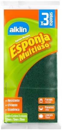 Esponja Multiúso - Abrasivo Dupla face c/ 3 unid., Alklin
