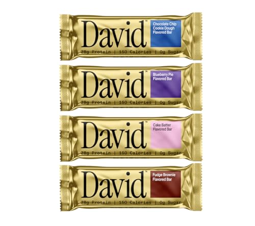 image for David, Protein Bar, Sample Pack, Variety Pack, Pack of 4 Protein Bars 