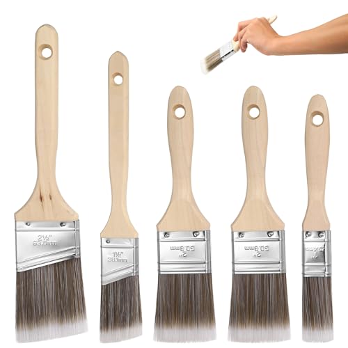 Aoyfuwell 5-teiliges Pinselset,Praktischer Pinselset Maler ohne Borstenverlust, Malpinsel-Set für Dekoration, Glanzlackpinseln, für Hausstreichen, Korrektur, Zaun, Wand, Möbel-Lackpinseln
