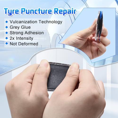 Image of Tire Repair Patch Tool Kit, 40 Pack 2.17 Inches, 1.77 Inches Tire and Tube Patch with Auto Repair Stitcher Tool,Square Rubber Tire Patches for Vehicle Motorcycle Bike Puncture Repair (A)