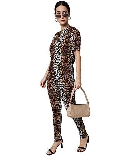 Image of RABBY Women Printed Track Suit Top Trackpant Co-ord Set Regular Fit Night Suit Notched Top and Pants Set For Ladies Travelling, Jogging, Running, Sports