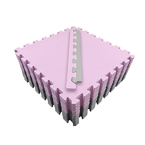 Kit 10 Tapete Tatame EVA Rosa claro e Cinza claro 50x50x1cm 10mm