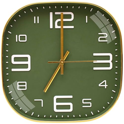 Image of TEKCOOL Plastic Analogue Wall Clock 12 inch Silent Quartz Decorative Wall Clock Non-Ticking Classic Clock Battery Operated Round Easy to Read for Room /Home /Kitchen /Bedroom /Office /School.Mehendi:-