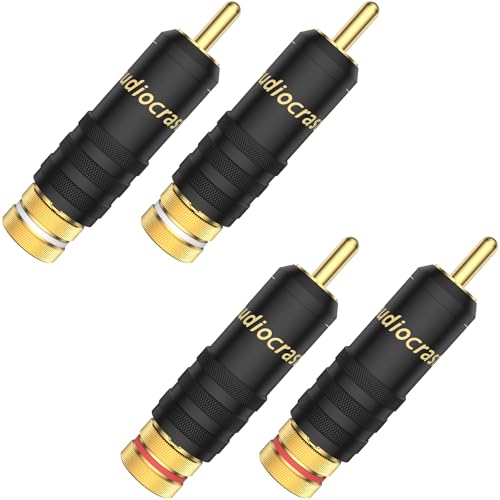 Tertullus 4 Pcs Rca Plugs Gold Plated Rca Connectors Adapter For Cable Up To 8 mm (Solder Type)