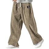 YSERB Mens Corduroy Joggers Pants Drawstring Elastic Waist Straight Leg Baggy Pants Casual Fashion Sweatpants Streetwear Khaki