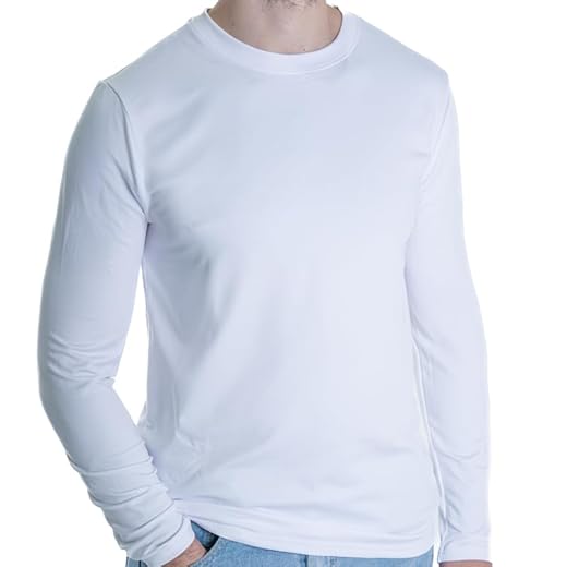HEATGUARD T-Shirt Thermique Homme Manches Longues | sous-vêtement Thermique Respirant, idéal pour la Course, Le Sport et Un Usage Quotidien en Hiver, Blanc, Taille L
