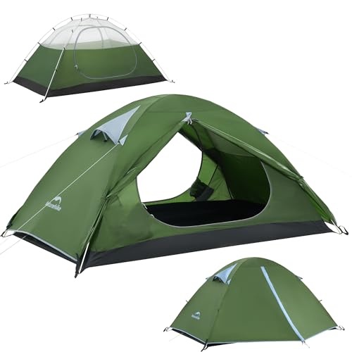 Naturehike Bleik Tente dôme ultra légère étanche (3000 mm) pour 2 à 3 personnes, tente légère pour camping, randonnée et trekking (vert/2 personnes)