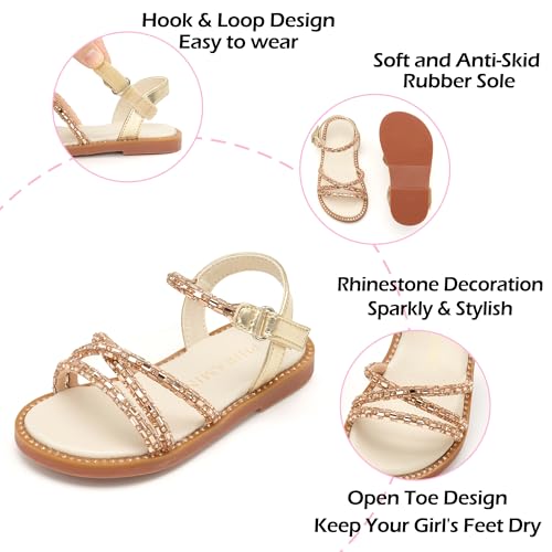Image of PHIRAMIN Toddler Girl Sandals - Flower Girl Dress Shoes Open Toe Little Kid Flats